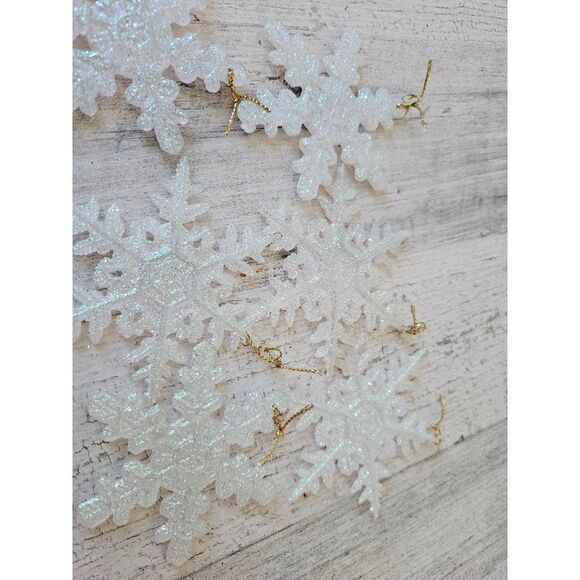 Vintage glitter white snowflake ornament Xmas tree - Picture 6 of 6